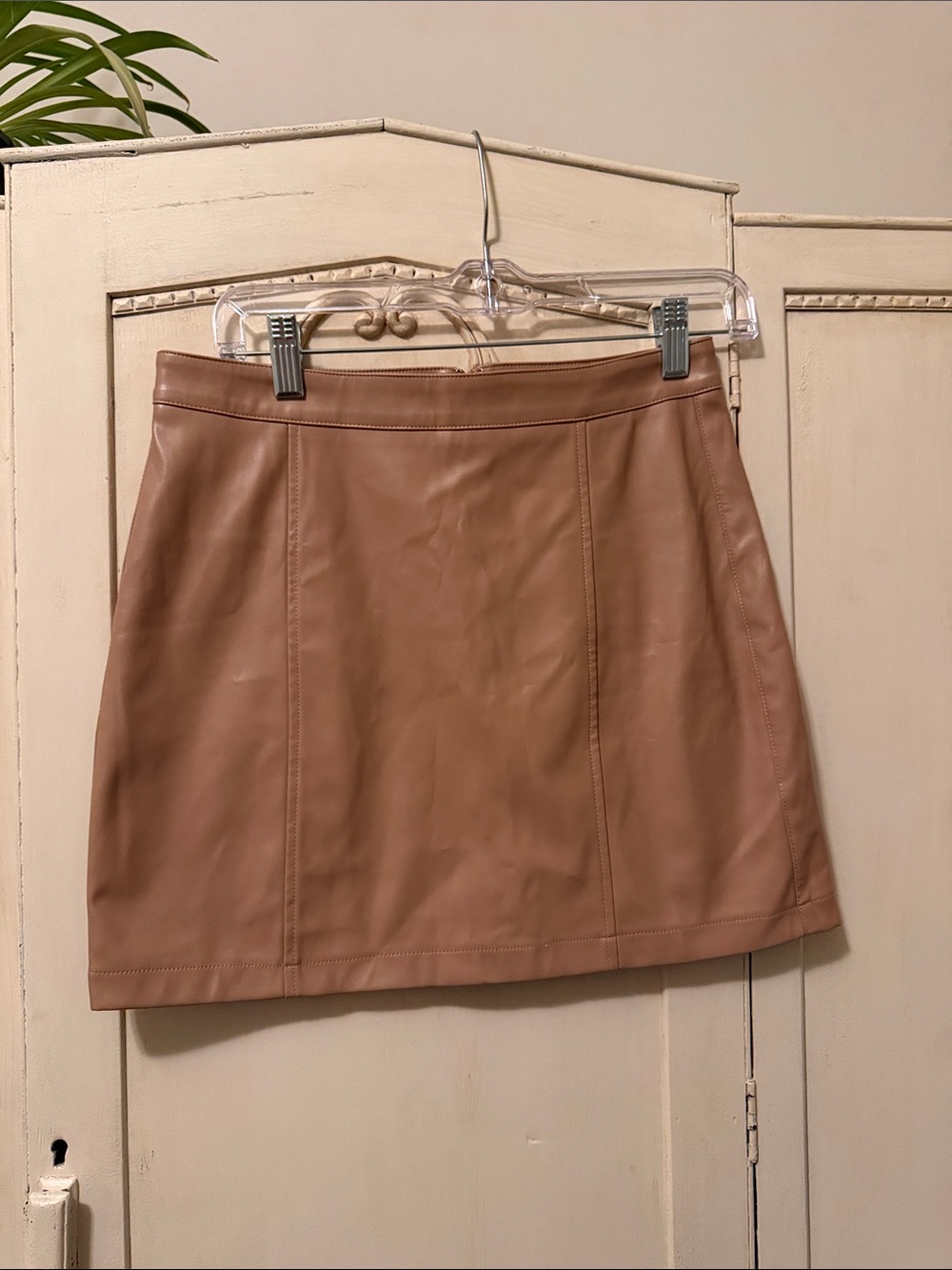 Faux Leather Mini Skirt - Tan